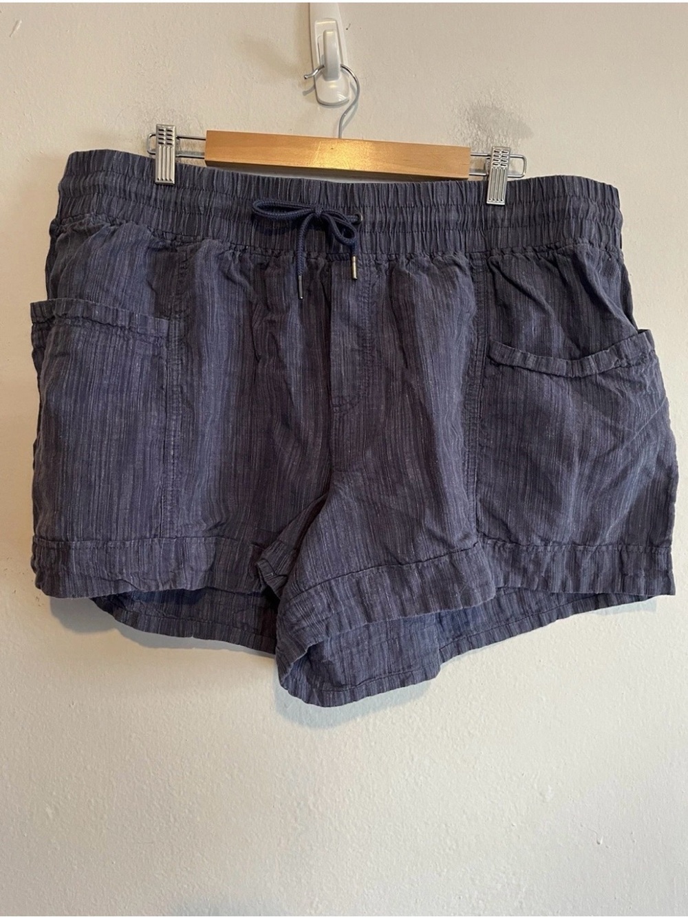 Athleta Dk BlueCabo Linen Textured 4" Short Size 20 Beach Coastal